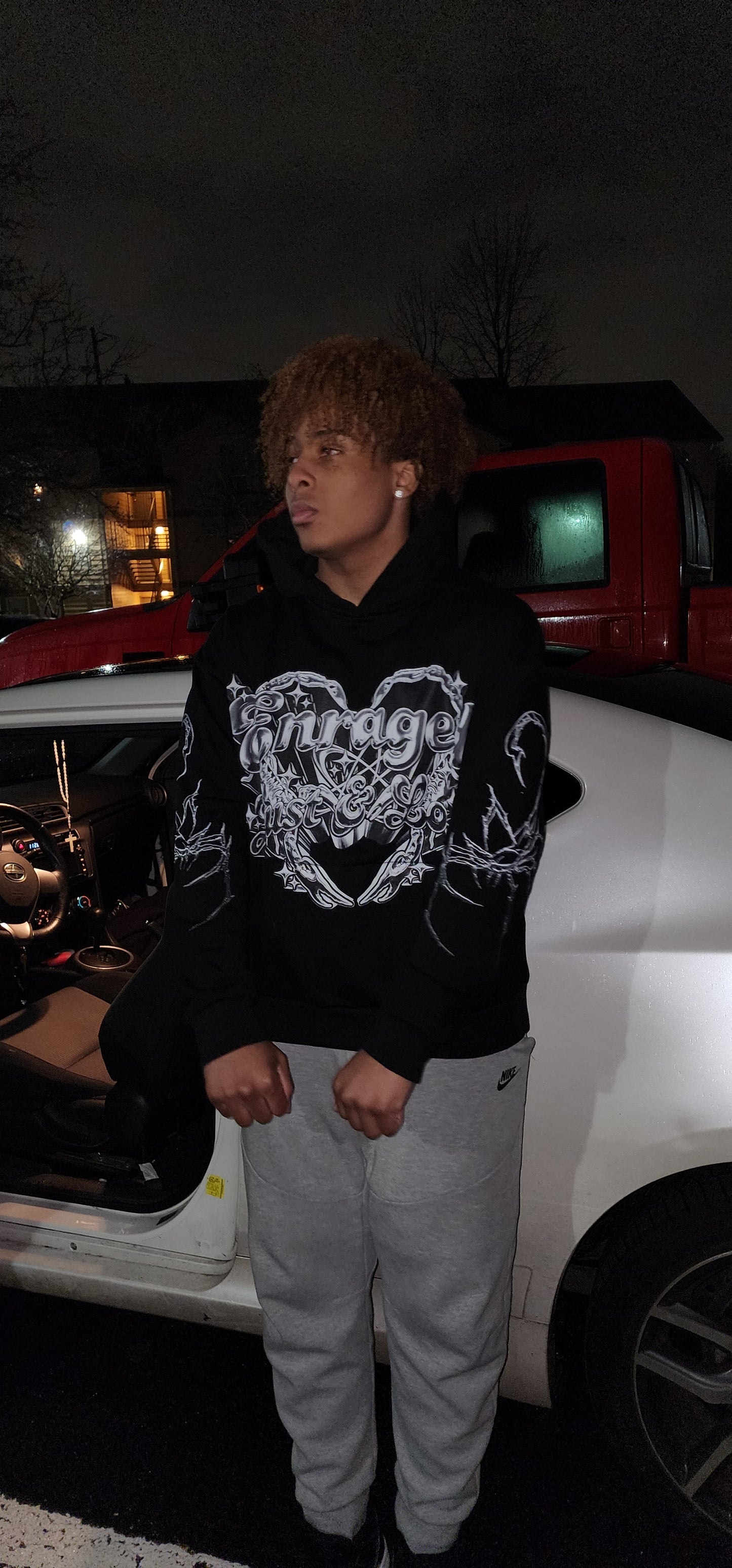 Enraged Scorpion Heart "Lust & Love" Grey on Black Hoodie