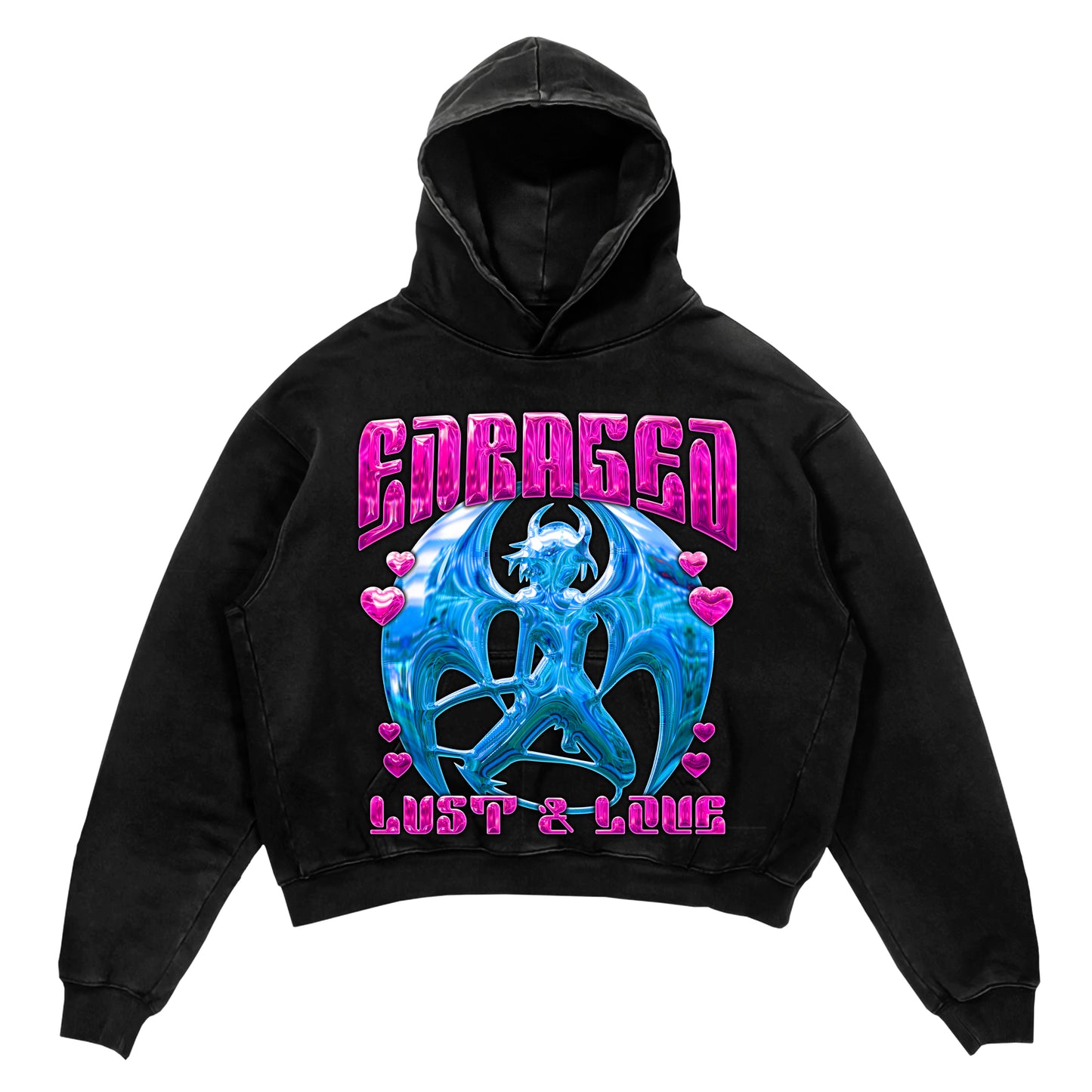 Enraged Arch-Angel 'Lust & Love' Pink/Blue Hoodie