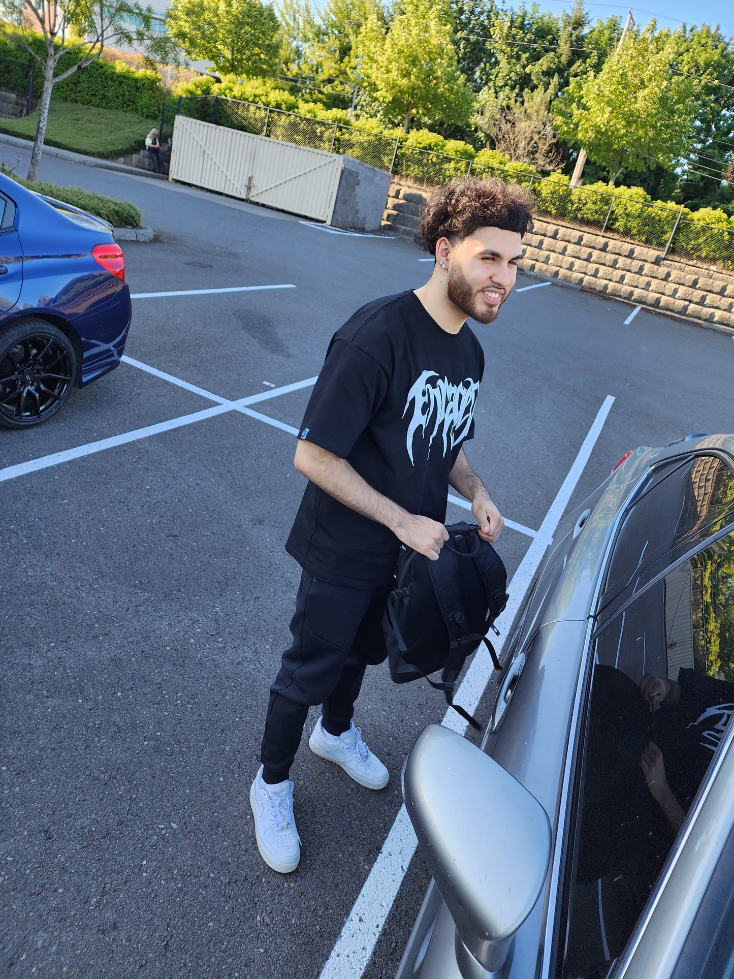 Enraged Puff Print Oversize Basic Logo Tee 'White on Black'