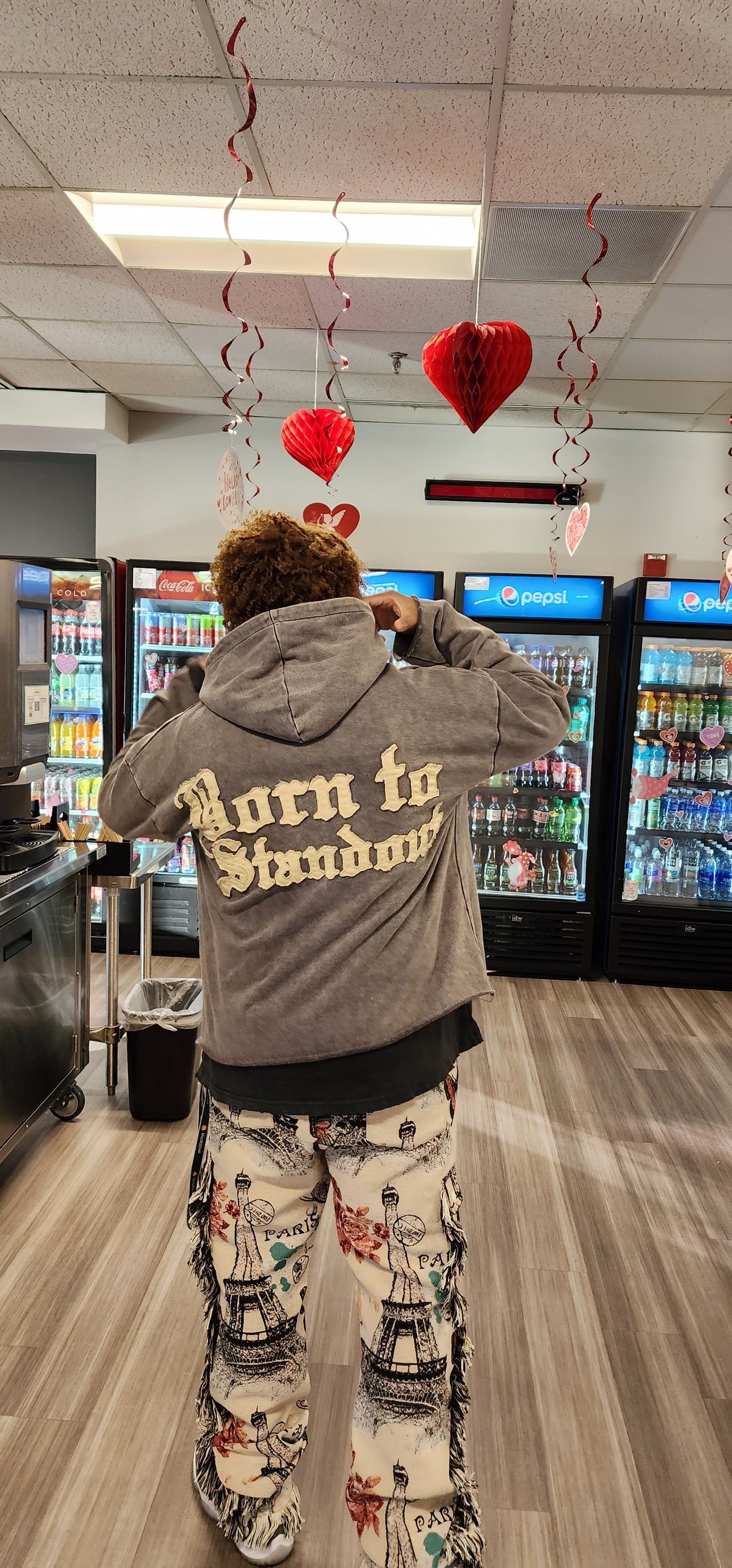 Born To Standout Oversize Acid Wash Grey Hoodie