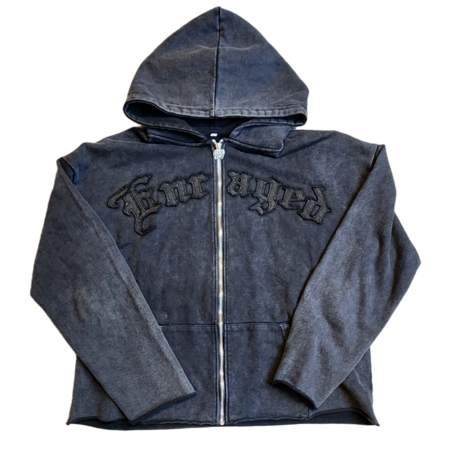 Born To Standout Acid Wash Oversize Black Hoodie